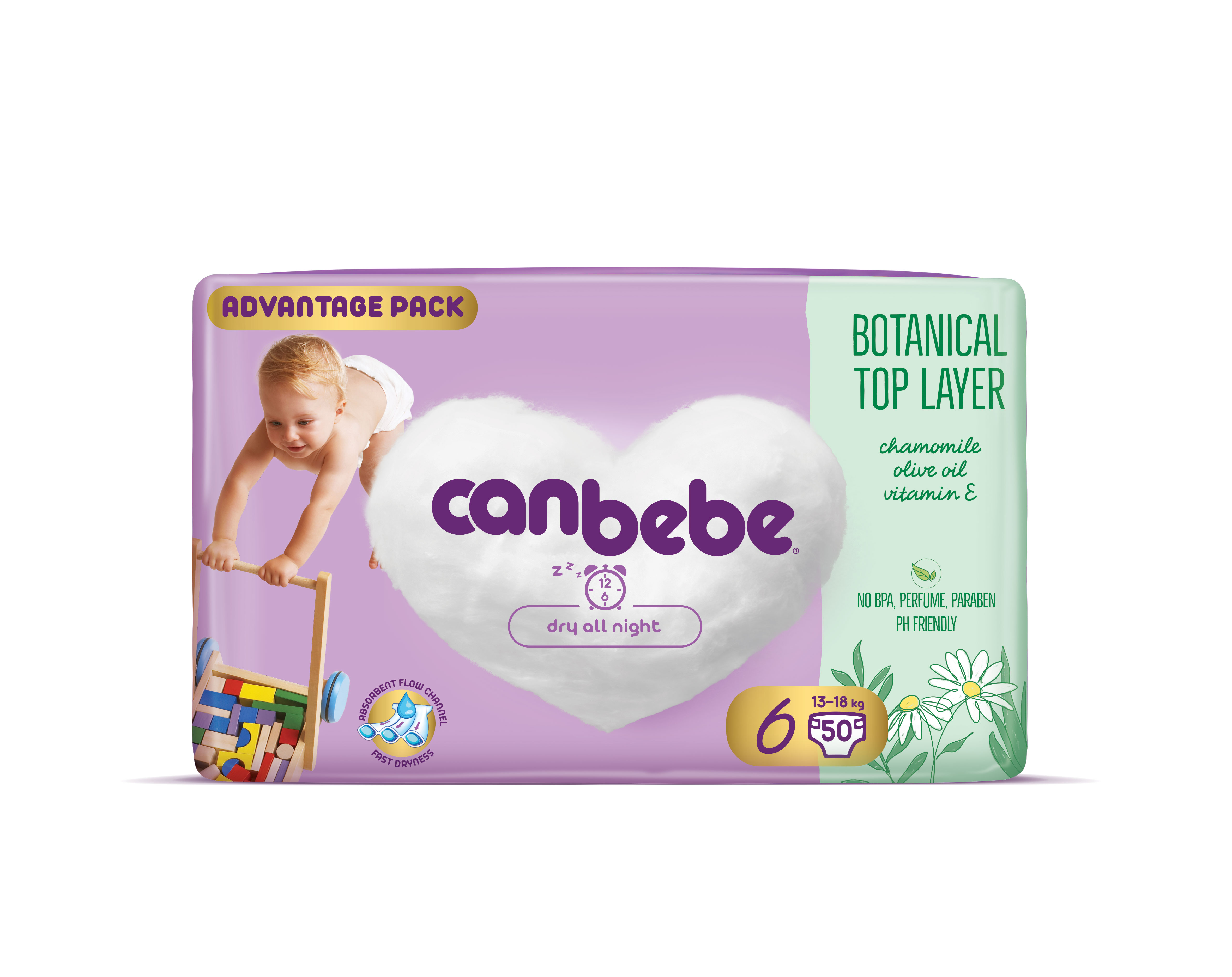 CANBEBE Пелени за бебиња бр. 6 (13-18 кг), 50 пелени