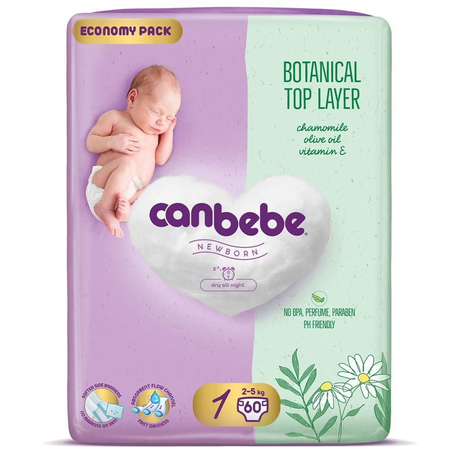CANBEBE Newborn Пелени за бебиња бр. 1 (2-5 кг), 60 пелени