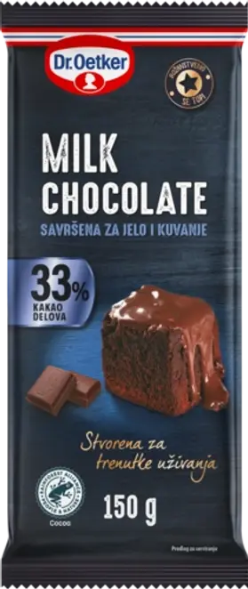 ДР. ЕТКЕР МЛЕЧНА ЧОКОЛАДА 150 ГР