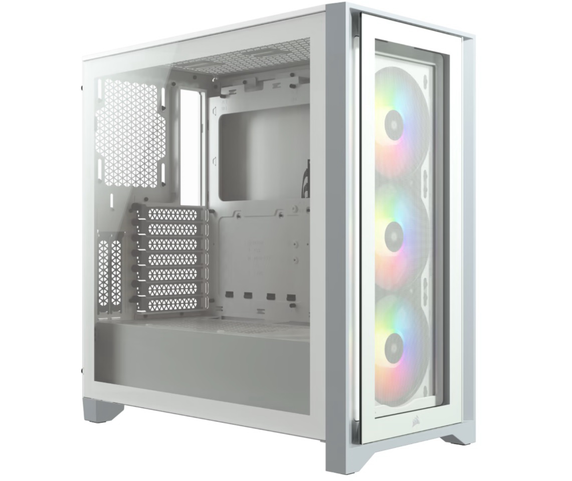 ATX Mid Tower Case Corsair iCUE 4000X ARGB White w/Temp. Glass, USB 3.1 Type-C, 3x 120mm (AirGuide)