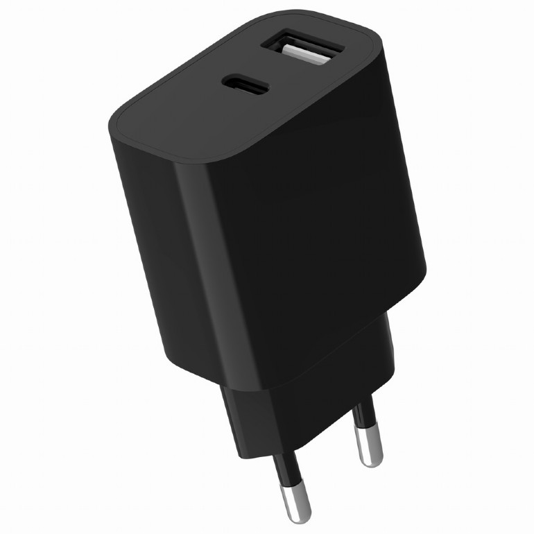 USB Universal Power Charger 2 port Gembird 12W Type A+C Black