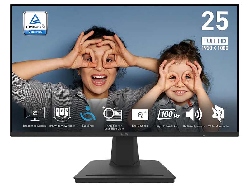 Monitor 25" MSI PRO MP252 IPS, 100Hz, FHD, HDMI, DP, Speakers, Tilt, Frameless, VESA