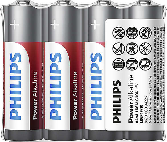 Batteries Philips Power Alkaline AA 4 pack shrink