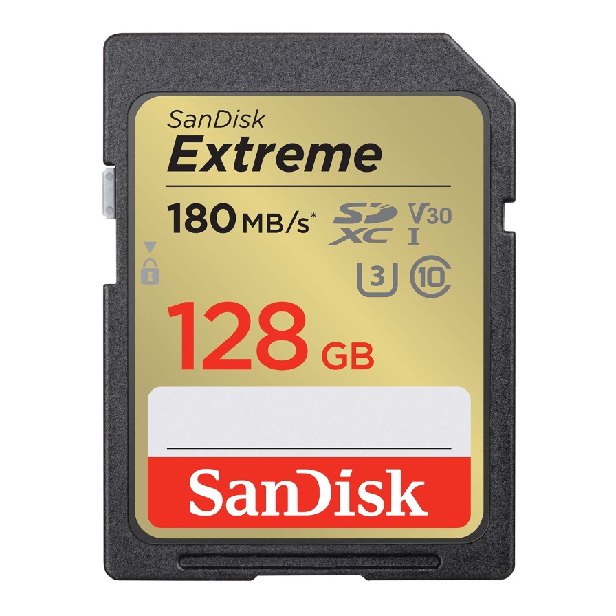 Secure Digital SanDisk 128GB SDXC Extreme 4K UHD 180MB/s UHS-I/U3/V30/Class10