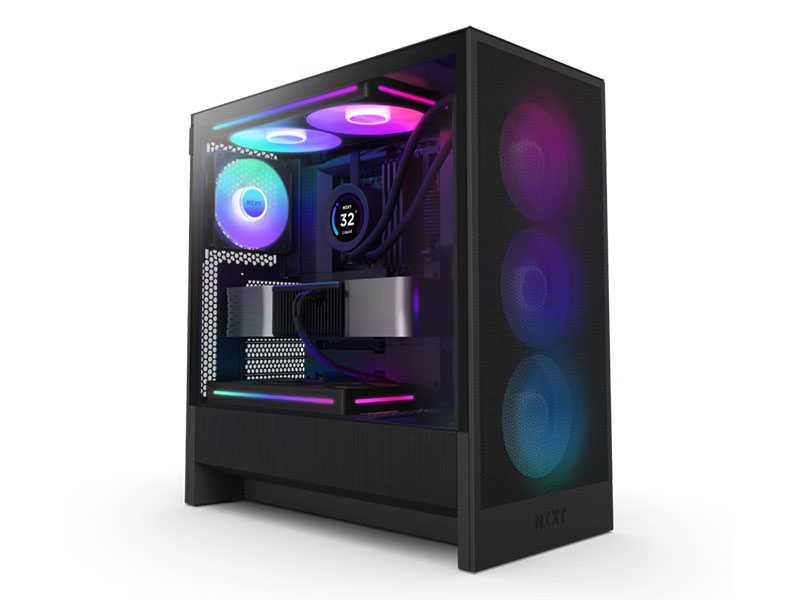 ATX Mid Tower Case NZXT H5 Flow (2024) RGB Black w/USB 3.2, 1x 360mm (F360 RGB)/ 1x 120mm(F120Q)