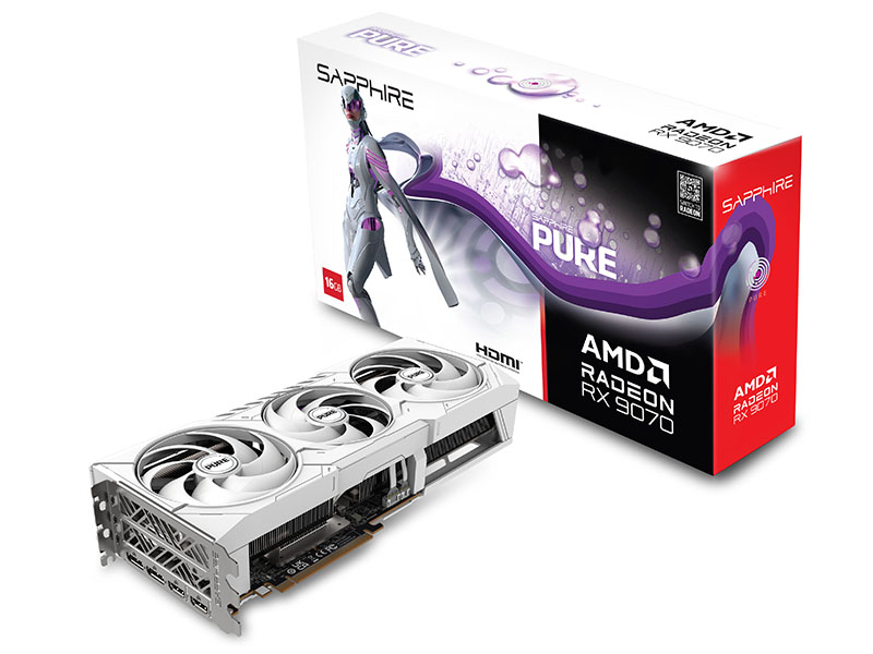 Sapphire AMD PURE Radeon RX 9070 GAMING OC 16GB GDDR6 2XHDMI/2xDP Dual-X PCIe 5.0 DX12U WHITE