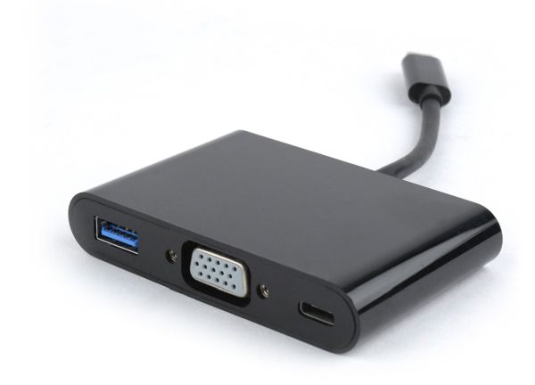 Adapter USB Type-C to 3-in-1 Charging + VGA + USB3.0 Black