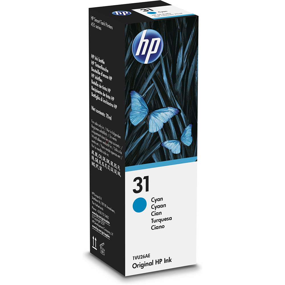 Cart. HP 31 Cyan Ink Bottle for Smart Tank 455/415
