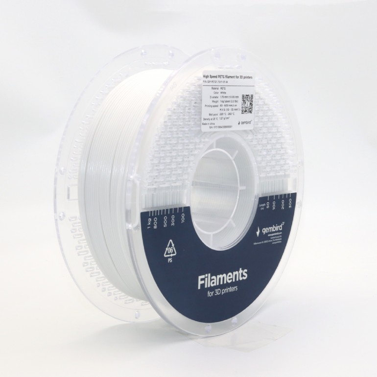 Filament for 3D Printer PETG High Speed 1.75mm Gembird White