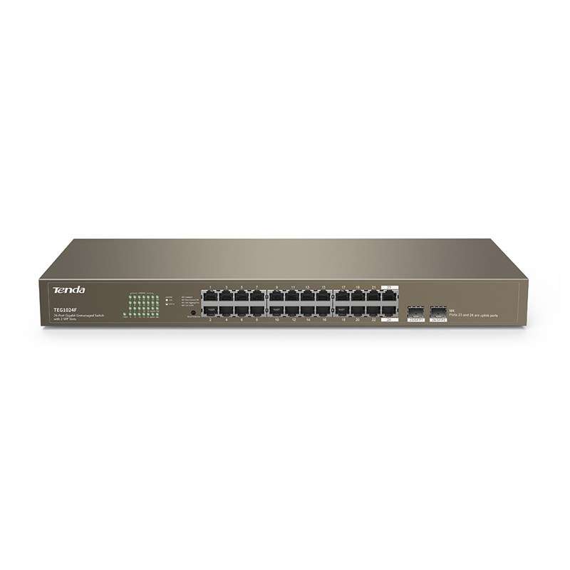 Tenda Switch 24port Gigabit + 2port SFP Metal TEG1024F Rack mountable