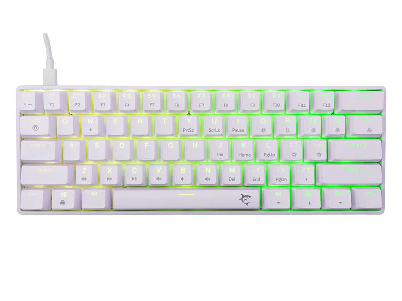 Keyboard White Shark Gaming Shinobi 2 60% Mechanical RGB White Brown Switch Hot-Swap