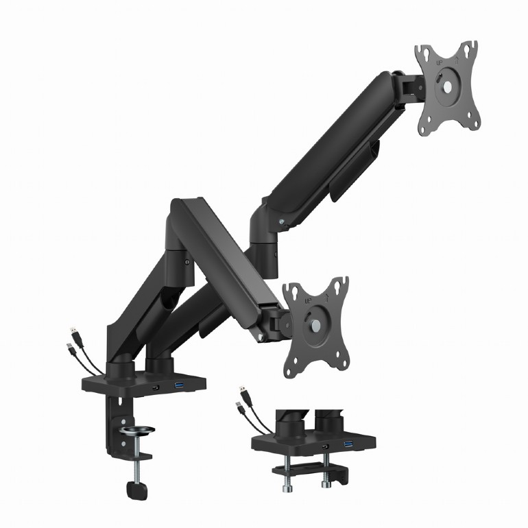 Monitor Desktop Stand Gembird for 2 Monitors Full Motion with USB Ports Black