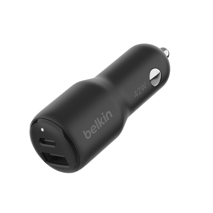 USB Universal Car Charger Belkin 42W PD,USB-A+Type-C Ports Black