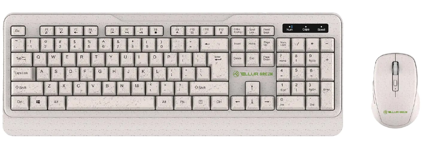 Keyboard Tellur Wireless Set Green /w Mouse