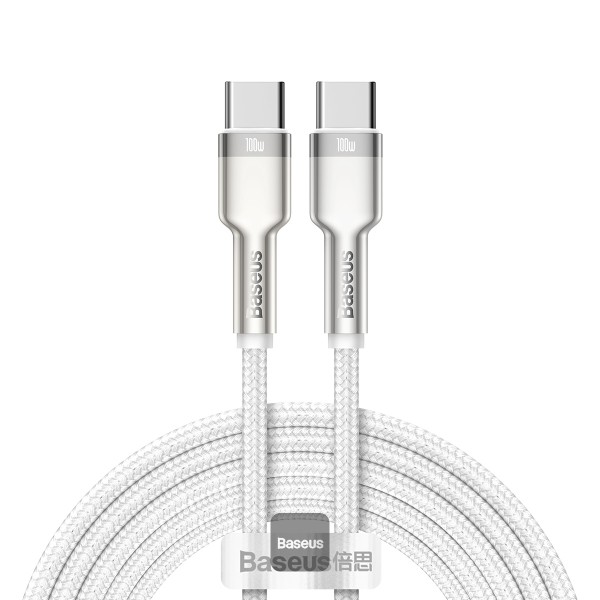 Cable USB 2.0 Type-C to Type-C 2m Baseus Cafule Series PD 100W Metal White