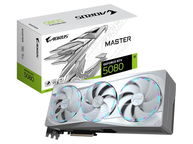 Gigabyte AORUS GeForce RTX 5080 MASTER ICE 16GB GDDR7 HDMI/3xDP/DX12U/PCIe 5.0/WINDFORCE 3X