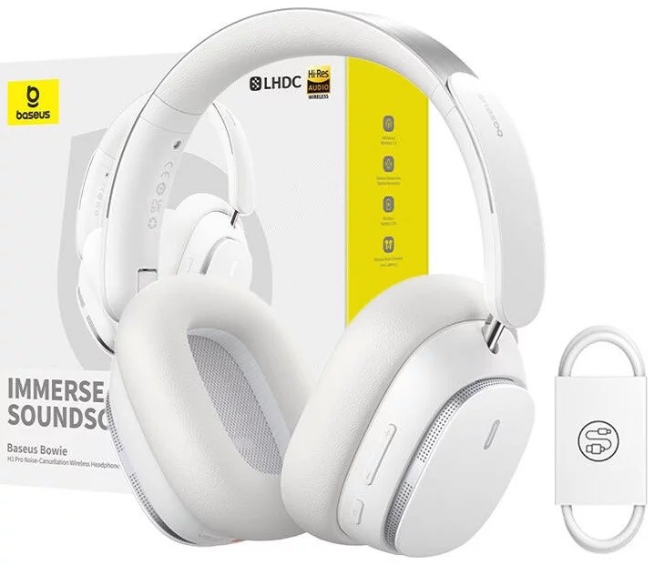 Headphones Baseus Bowie H1 Pro Bluetooth Wireless Noise Cancelling Moon White