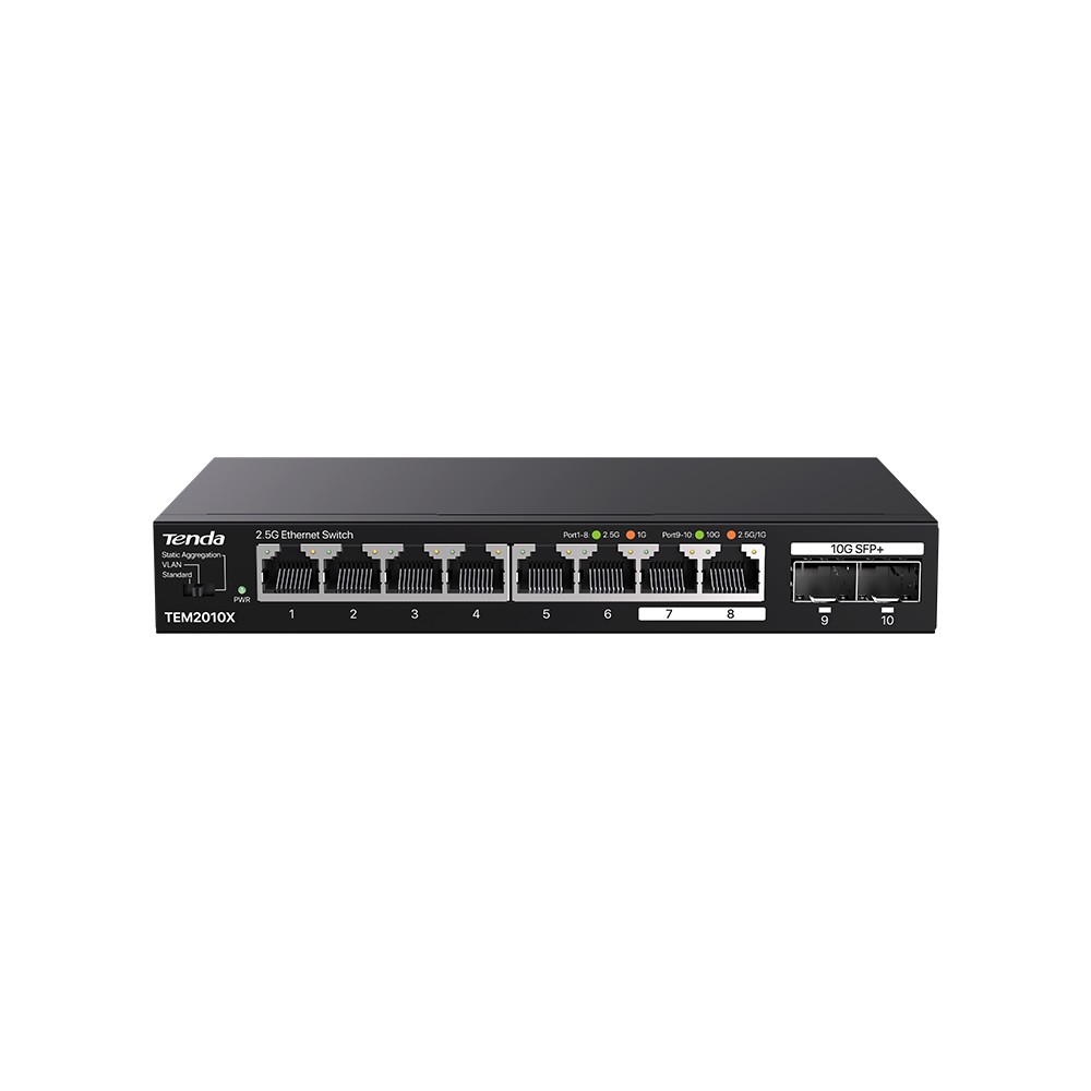 Tenda Switch 8Port 2.5G Ethernet w/2xSFP 10G Ports TEM2010X