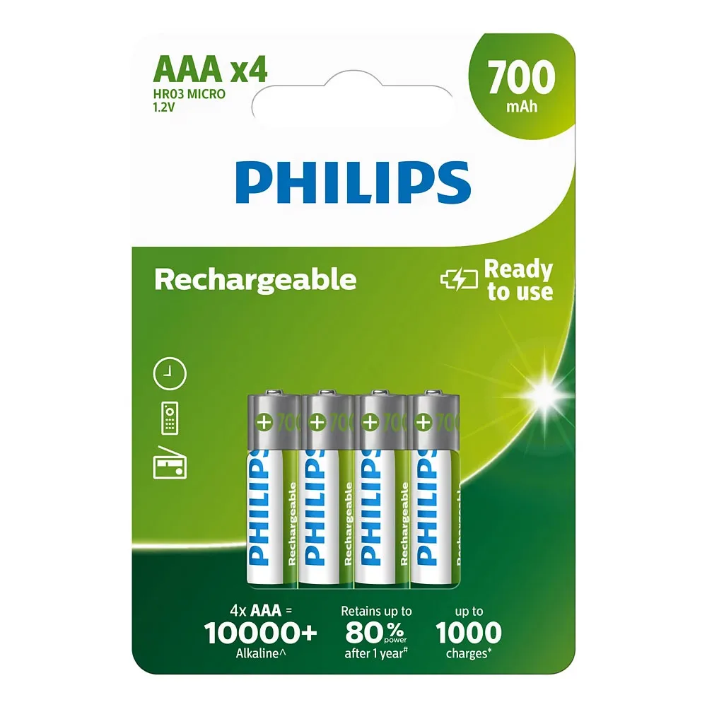 Batteries Philips Rechargable AAA 4pack 700 mAh