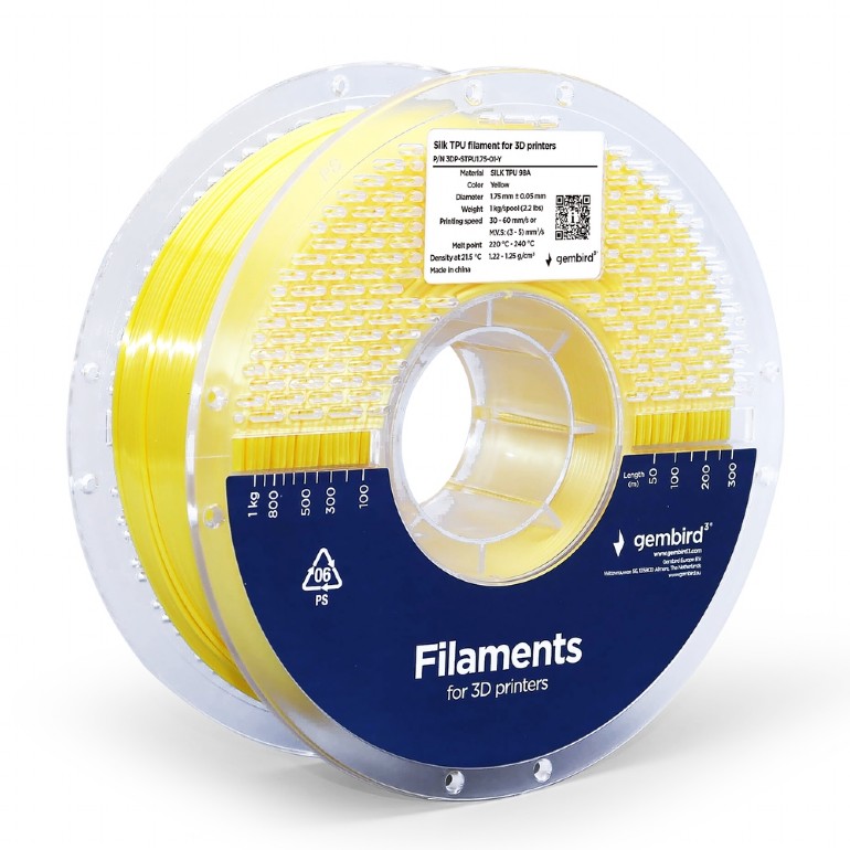 Filament for 3D Printer TPU 1.75mm Gembird Yellow