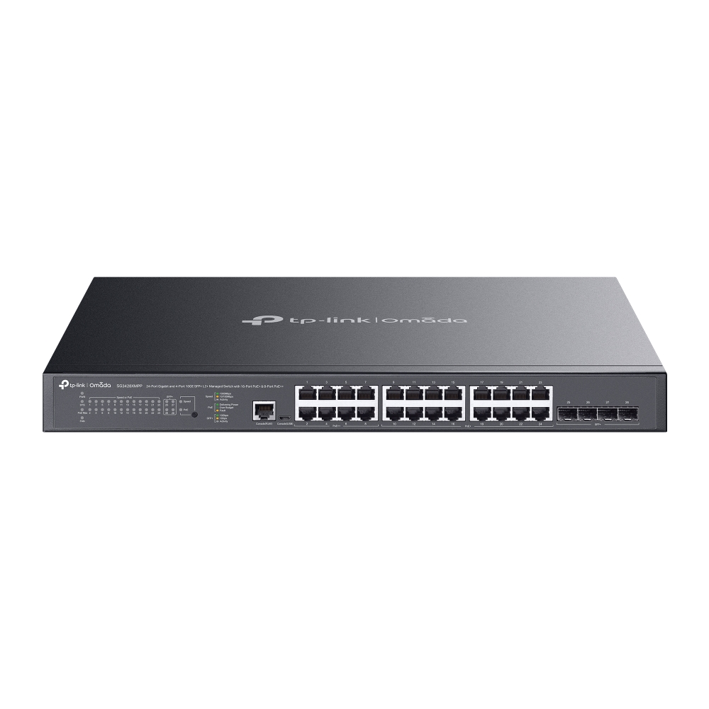 Omada 24-Port Gigabit and 4-Port 10GE SFP+ L2+ Managed Switch w/16-Port PoE+&8-Port PoE++ SG3428XMPP