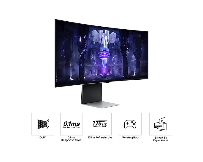 Monitor 34" Samsung LS34BG850 Odyssey G8 Smart OLED WQHD 3440x1440,wireless,mDP,2xUSB-C,0,03ms,175Hz