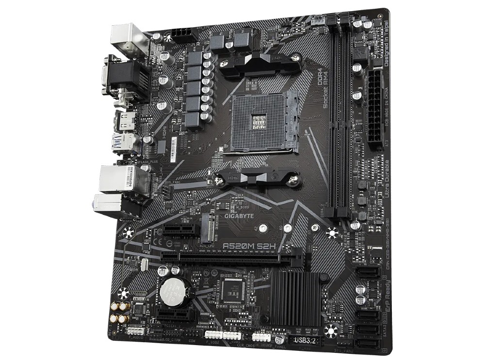 MB Gigabyte A520M S2H AM4 DDR4 5100MHz OC SATA3 M.2 USB 3.2 HDMI/DVI/VGA GBit LAN
