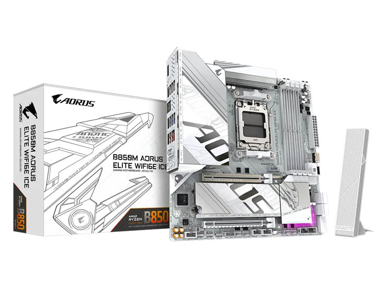 MB Gigabyte B850M AORUS ELITE WIFI6E ICE DDR5 AM5 8200MHz OC/2xM.2/BT5.3/2.5Gb/Type-C/PCIe 5.0/DP