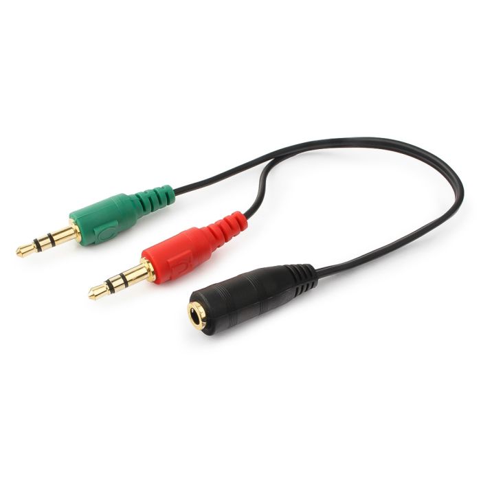 Cable Stereo Socket 3,5mm 4pin to Double Stereo Plug 3,5mm 0.2m audio Gembird Black
