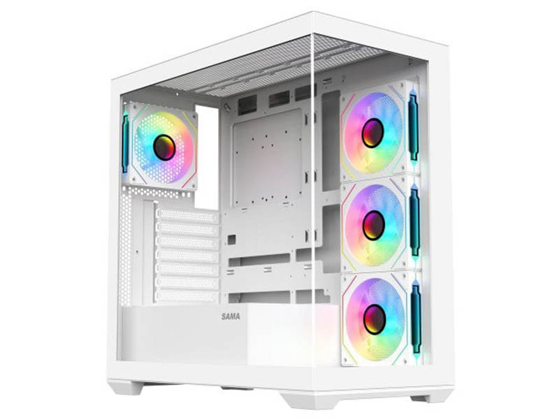 ATX Midi Tower Case SAMA SV-01 White ARGB w/USB 3.0, Type-C, 4x 120mm LED Fans