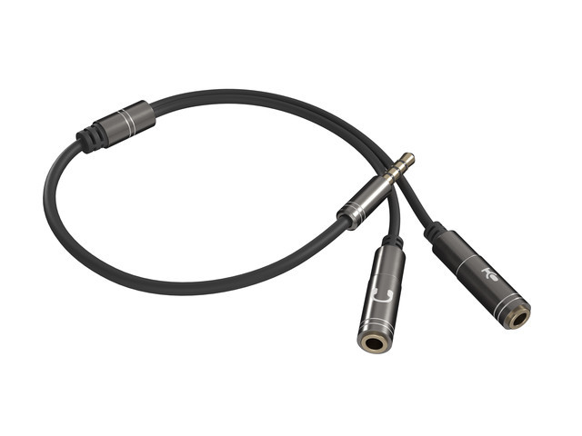 Cable Stereo Plug 3,5mm 4pin to Double Stereo Sockets 3,5mm 0.2m Audio PS4 Black Thul 200 Genesis