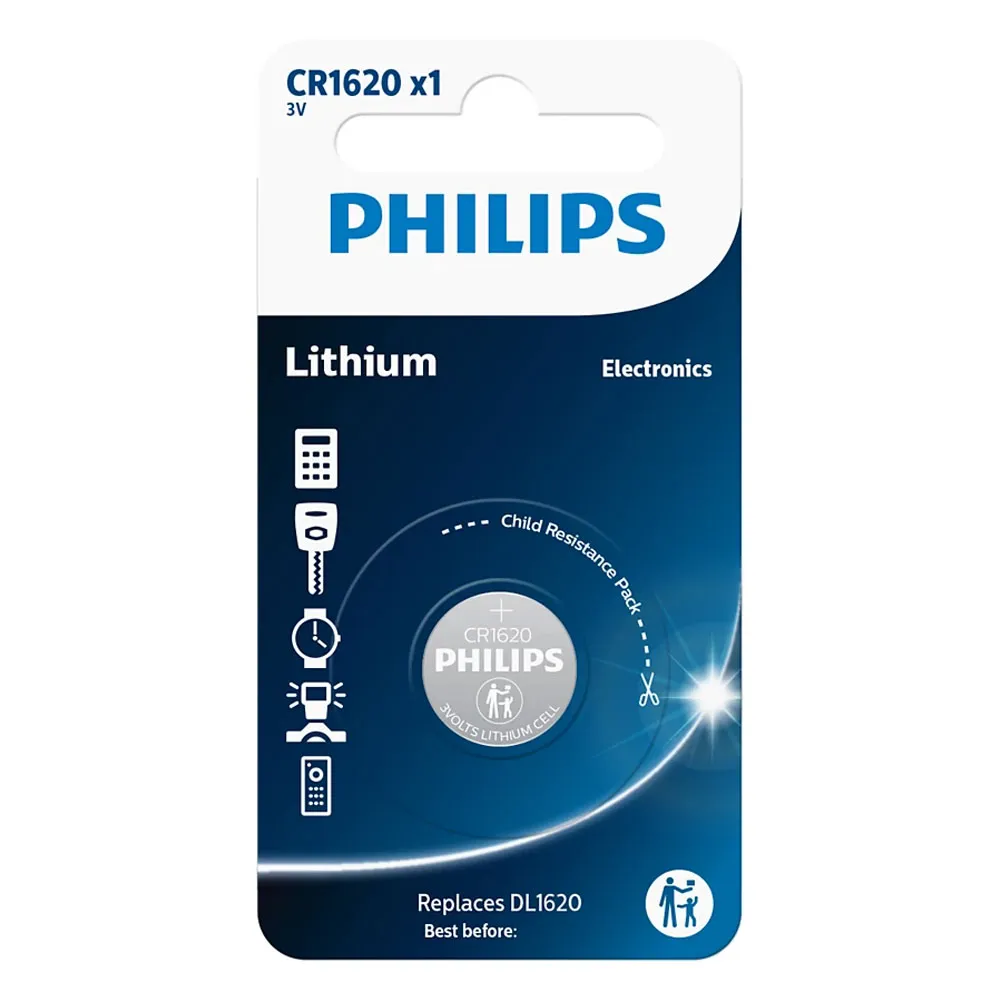 Batteries Philips CR1620 3V 1pack Lithium