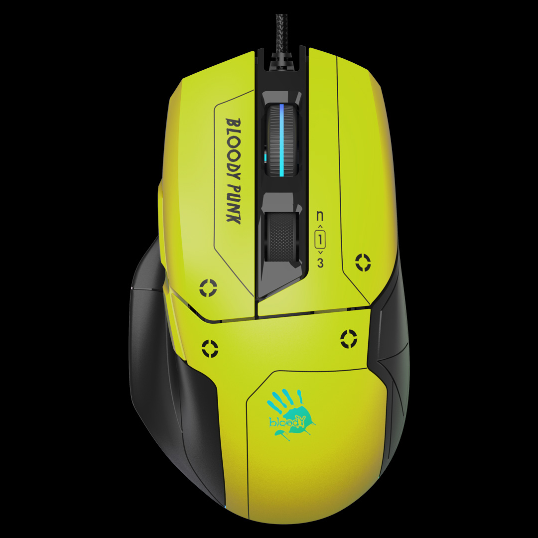 Mouse A4 W70 MAX Bloody Gaming Punk Yellow Activated 10000dpi