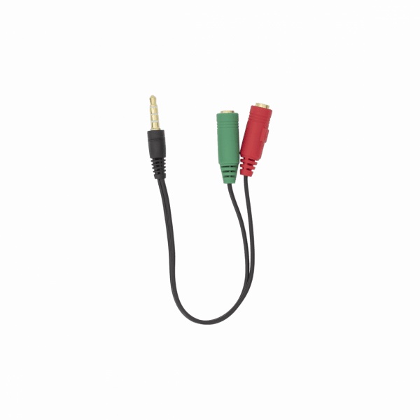 Cable Stereo Plug 3,5mm 4pin to Double Stereo Sockets 3,5mm 0.2m audio Black SBOX