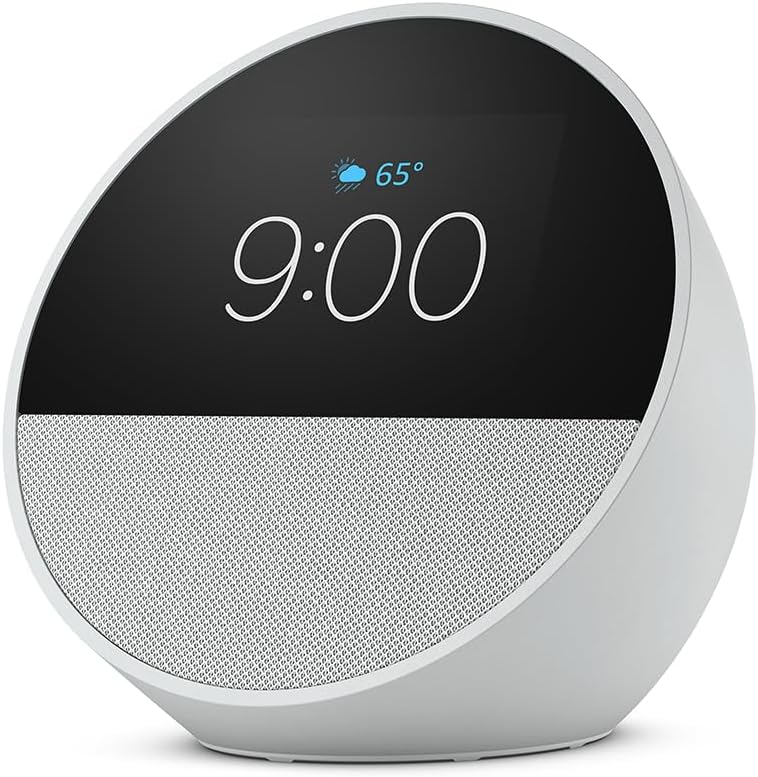 Amazon Echo Spot 2024 Smart Alarm Clock and Speaker White