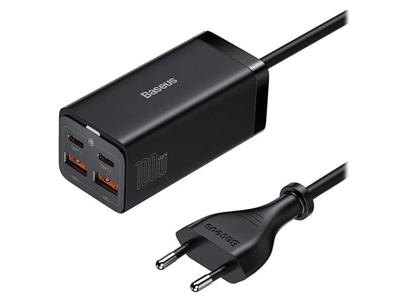 USB Universal Power Charger Baseus GaN3 Desktop PD 100W 2xUSB-A + 2xType-C Black