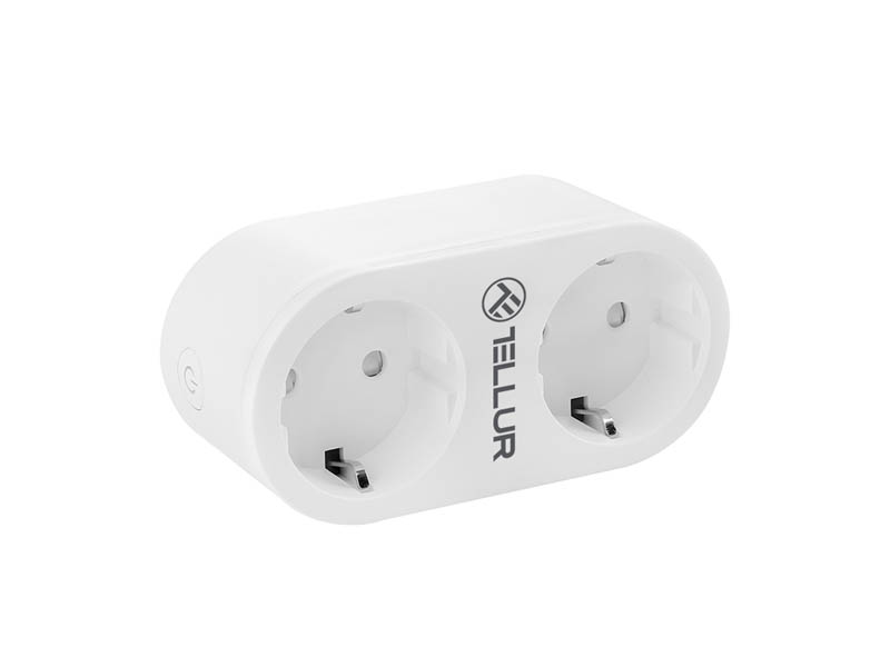 Tellur Smart Home WiFi Dual Socket 16A 2400W Energy Monitoring