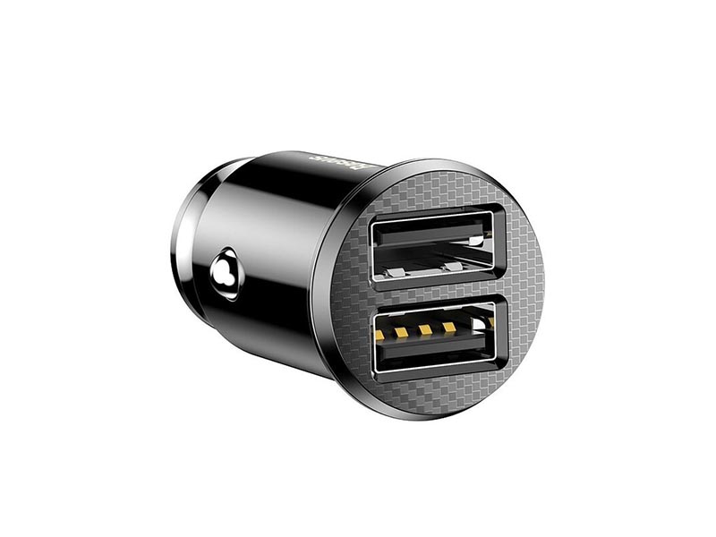USB Universal Car Charger Baseus Grain 2xUSB Type-A 3.1A Black