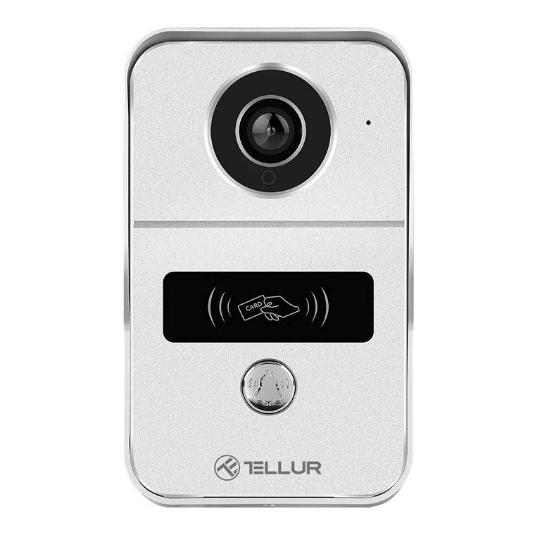 Smart WiFi Video Doorbell 1080P Tellur Unlock Function Indoor Chime Grey