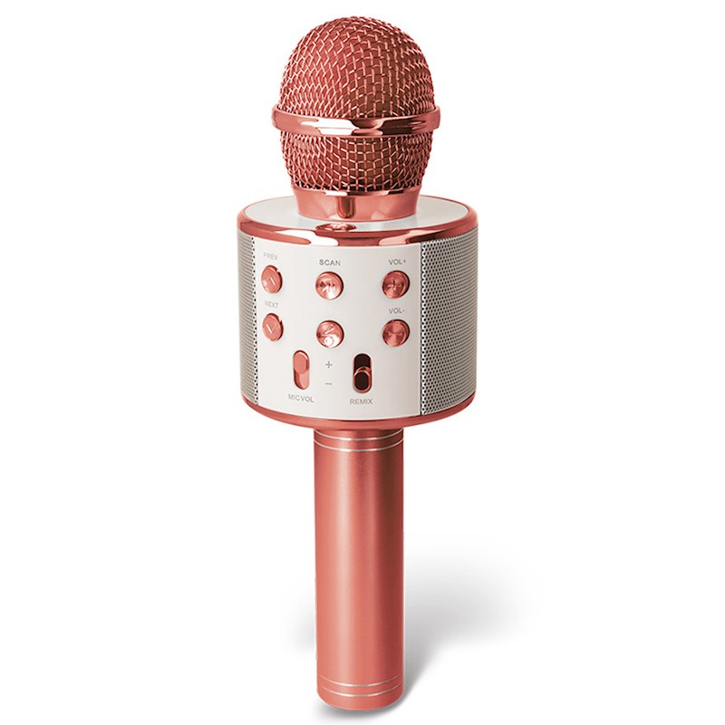 Microphone Bluetooth Karaoke Forever BMS-300 w/Bluetooth Speaker & microSD Card Rose Gold