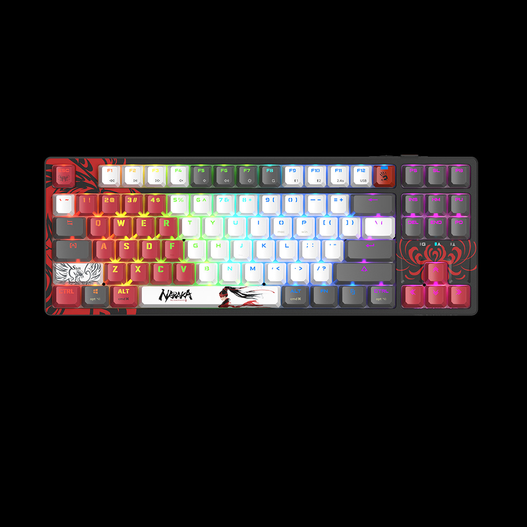 Keyboard A4 Bloody Gaming WS87 Wireless/Bluetooth Naraka Red Mechanical Red RGB