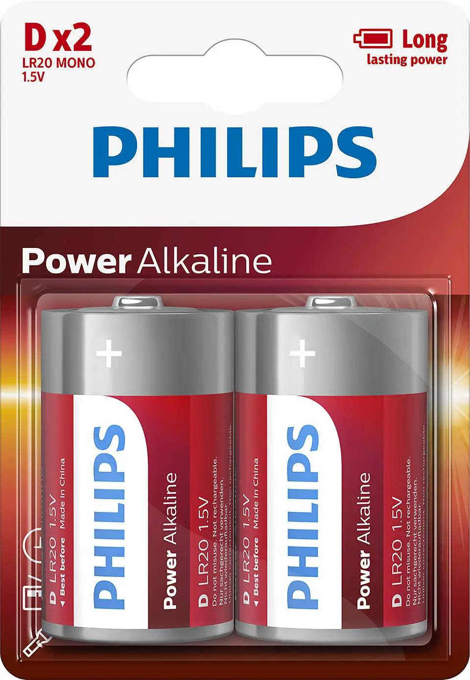 Batteries Philips D 2pack Alkaline