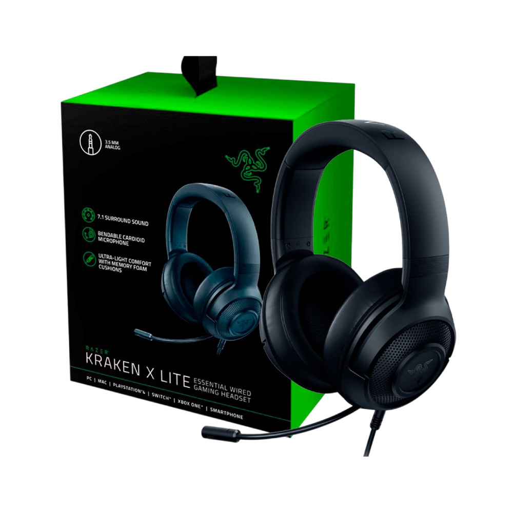Headphones Razer Kraken X Lite 7.1 Surround Gaming Black 3.5mm