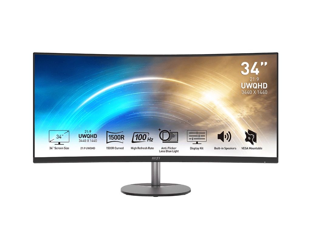 Monitor 34" MSI PRO MP341CQ LED 100Hz, 3440x1440 UWQHD, HDMIx2, DP, Speakers, Curved, 21:9, VESA
