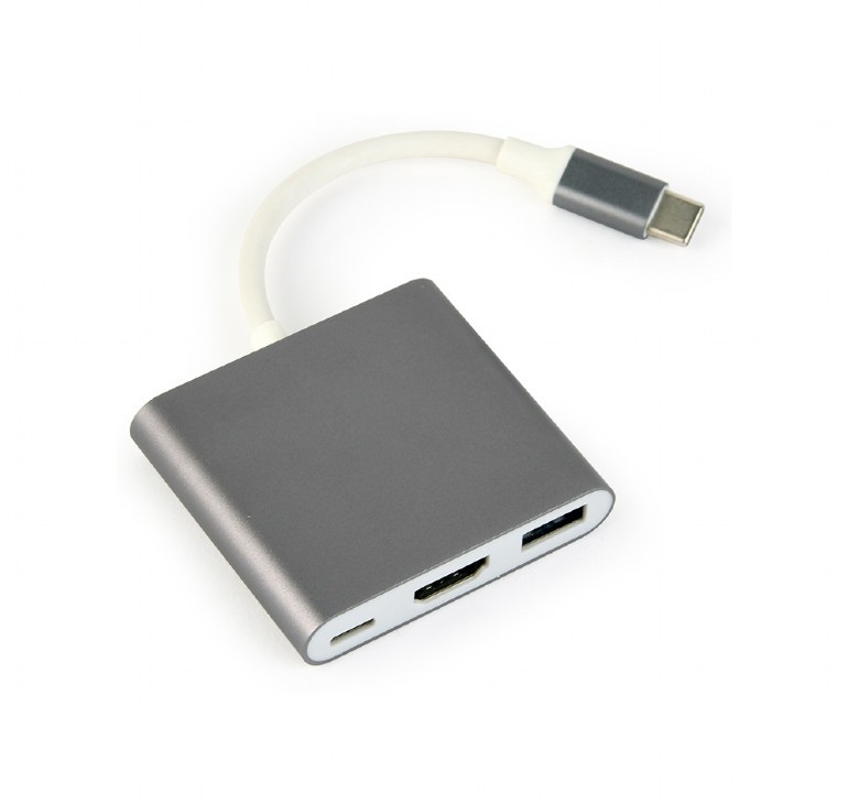 Adapter USB Type-C to 4K HDMI + USB A + USB C Gembird Space Grey