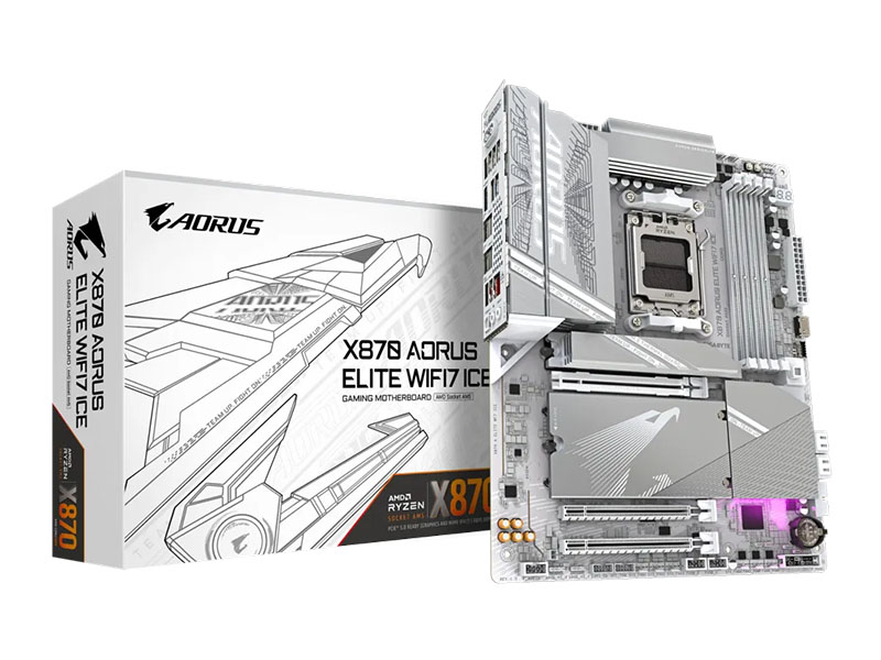 MB Gigabyte X870 AORUS ELITE WIFI7 ICE AM5 DDR5 8000MHz OC/4xM.2/BT 5.4/USB3.2/PCIe 5.0/HDMI