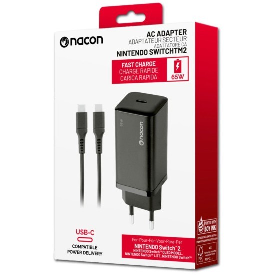 Nintendo Switch 2 AC Adapter 65W Fast Charge - Nacon