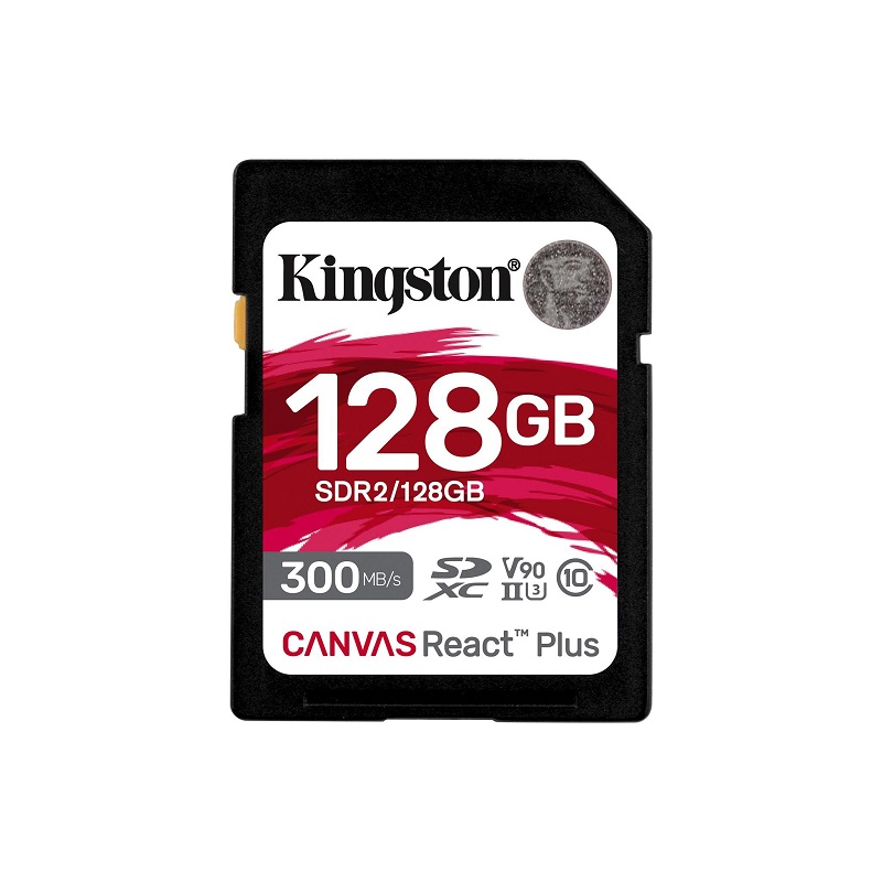Secure Digital Kingston 128GB SDXC Canvas React Plus CL10 UHS-II U3 V90 4K/8K 300MB Read