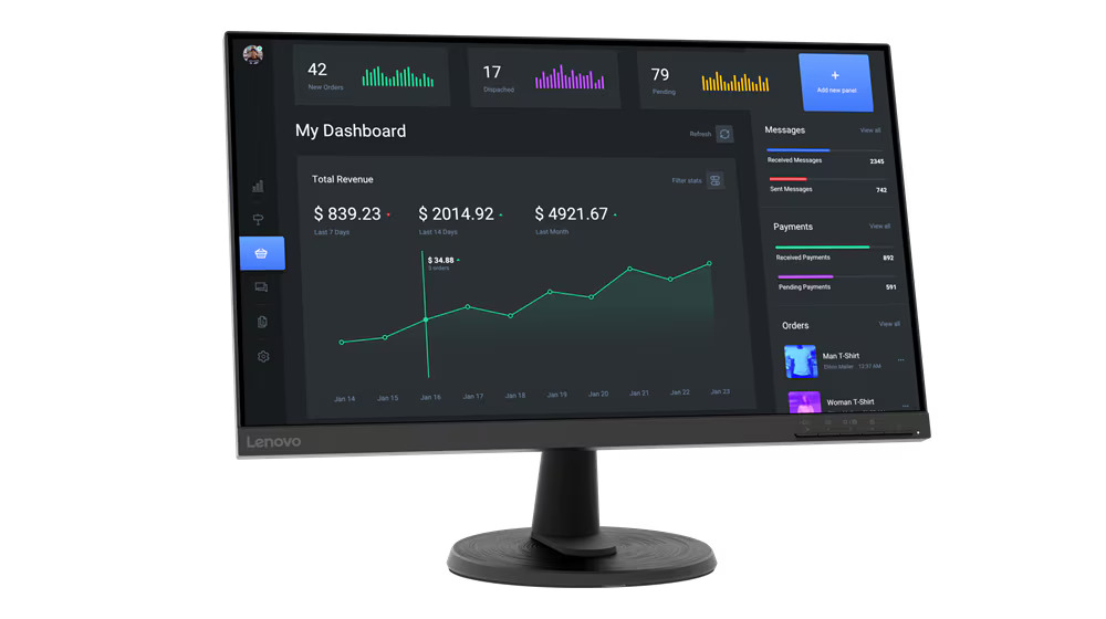 Monitor 24" Lenovo D24-40 FullHD VA 75Hz HDMI/VGA Tilt