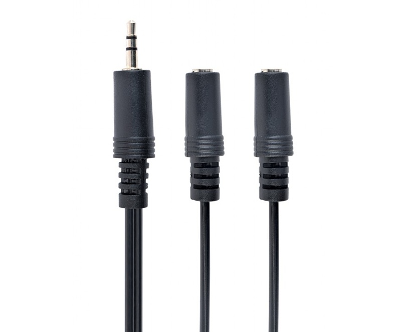 Cable Stereo Plug 3,5mm to Double Stereo Sockets 3,5mm 5m audio Black